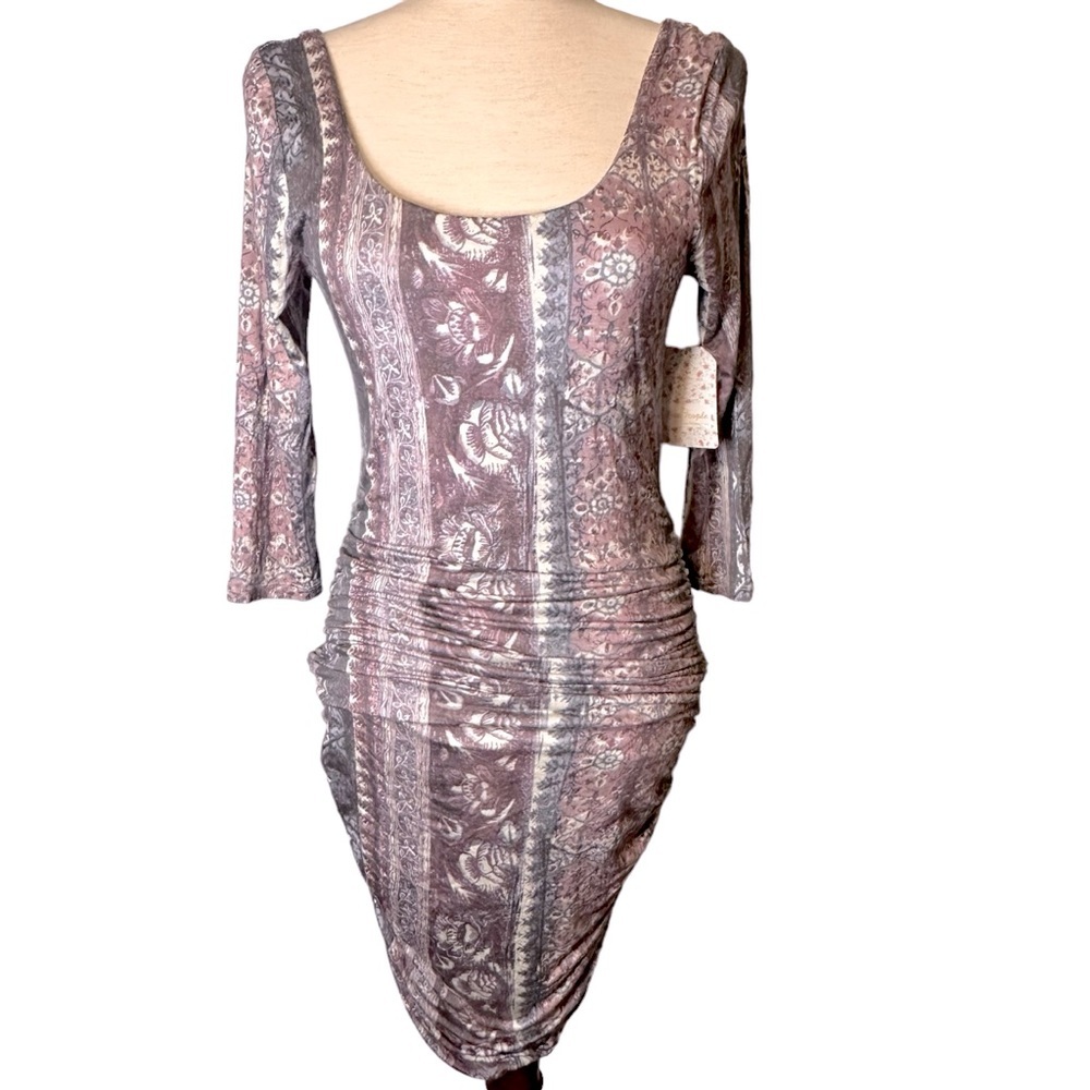 Free People Jasmine Ruched Bodycon Dress Fairy Festival Eggplant Purple M NWT